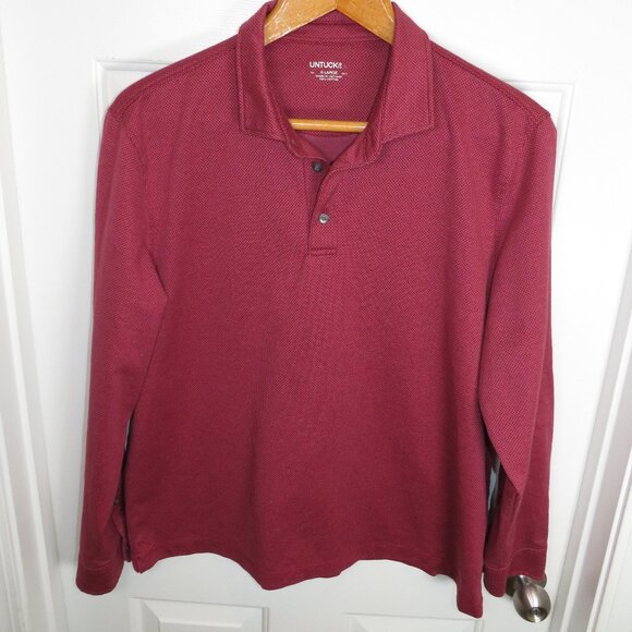 UNTUCKit Damaschino Diamond Birdseye Long Sleeve Polo Shirt XL - Picture 1 of 5